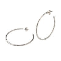 This Pair of Hoop Earrings Designed by Frederic Duclos Feature a 1 3/4" Hoop with a Sparkle Finish, Secured with Posts and Backs.