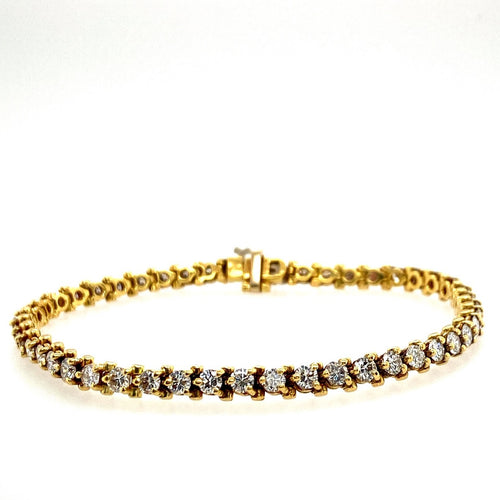 This Estate Bracelet Features Approximately 5.00 Carats of VS-2 G Color Round Brilliant-Cut Diamonds. The Bracelet also Features a Hidden Safety Clasp for Extra Security.  Total Length is 7