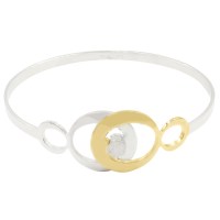 A Fun Circular Look to the Top of this Sterling Silver and Yellow Gold Plated Bangle Bracelet, Designed by Frederic Duclos.