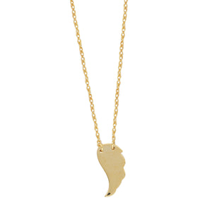 Layer up with this dainty wing necklace in 14 karat yellow gold! The attached chain can be worn at either 16" or 18".