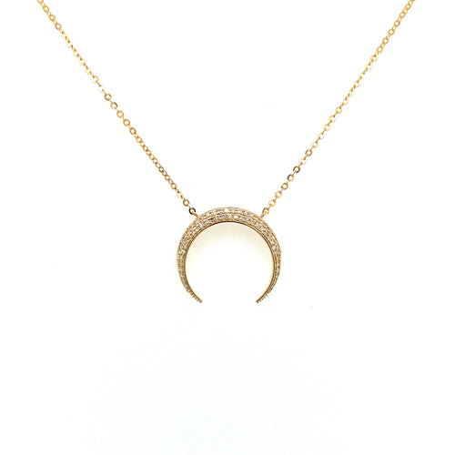 This Pretty 14 Karat Yellow Gold Necklace, made by Luvente, Features a Stationary 18.0mm Wide 
