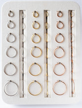 Load image into Gallery viewer, 14 karat classic hoop earrings in yellow, white, or rose gold, and in different mm sizes 
