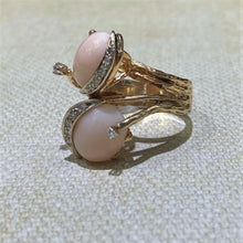 Load image into Gallery viewer, Estate- 14KY Coral &amp; Diamond Freeform Ring
