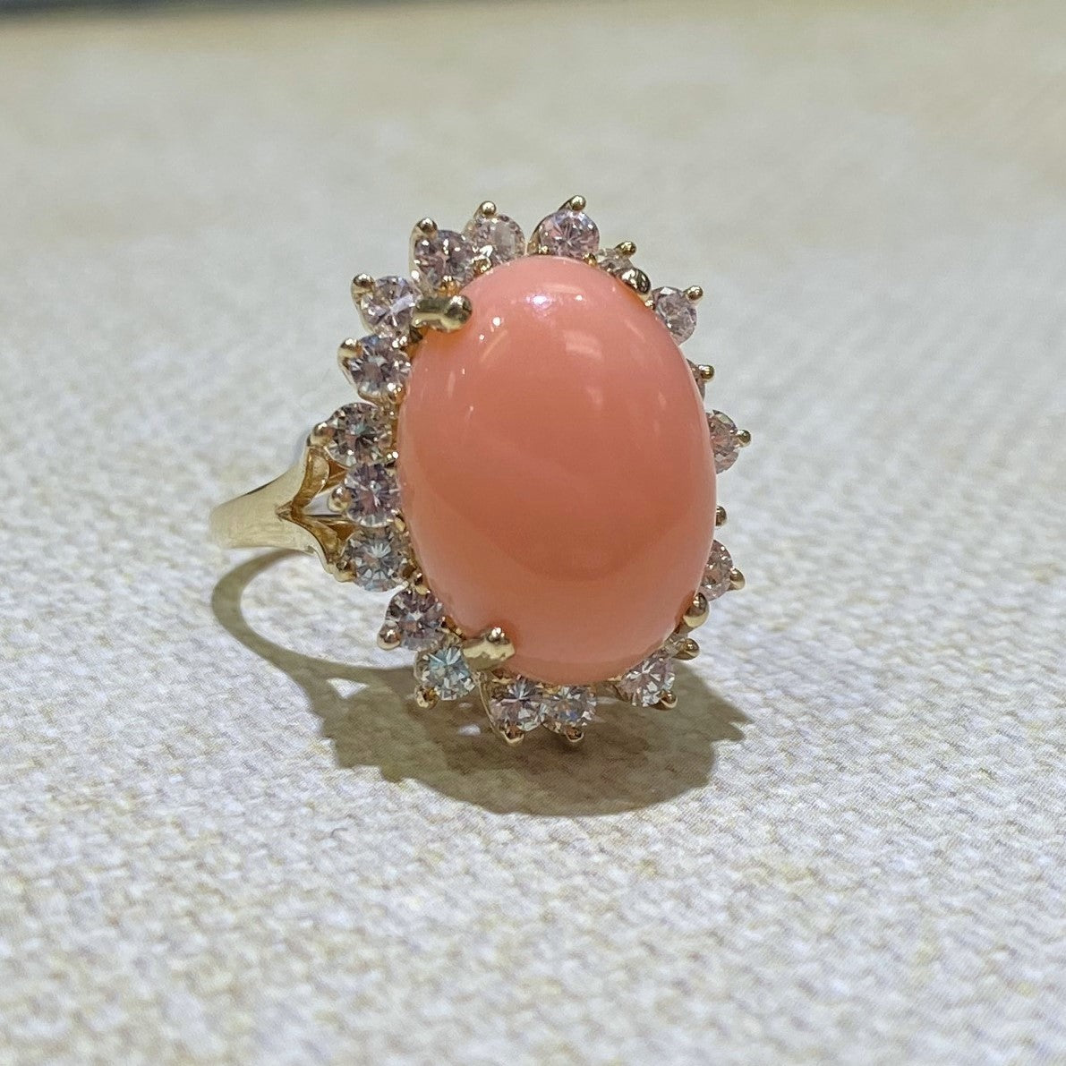 Coral diamond deals ring