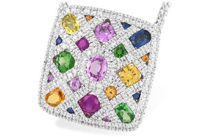 14KW Multicolored Sapphire and Diamond Necklace