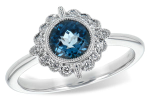 14KW Blue Topaz and Diamond Ring