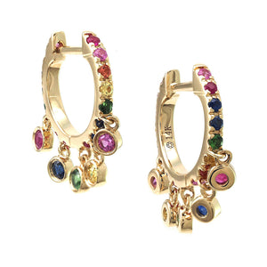 14KY Multi Gem Hoop Earrings