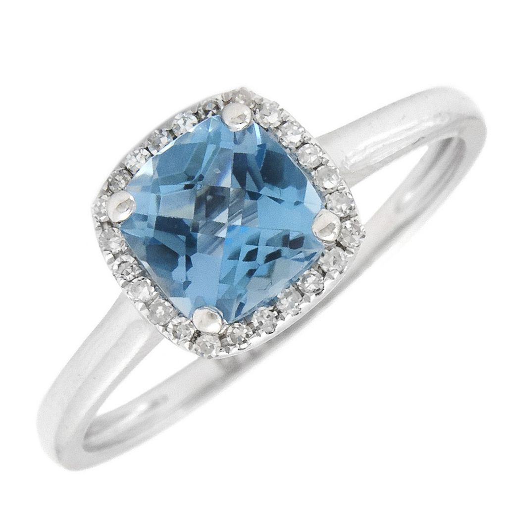 14KW Blue Topaz and Diamond Ring