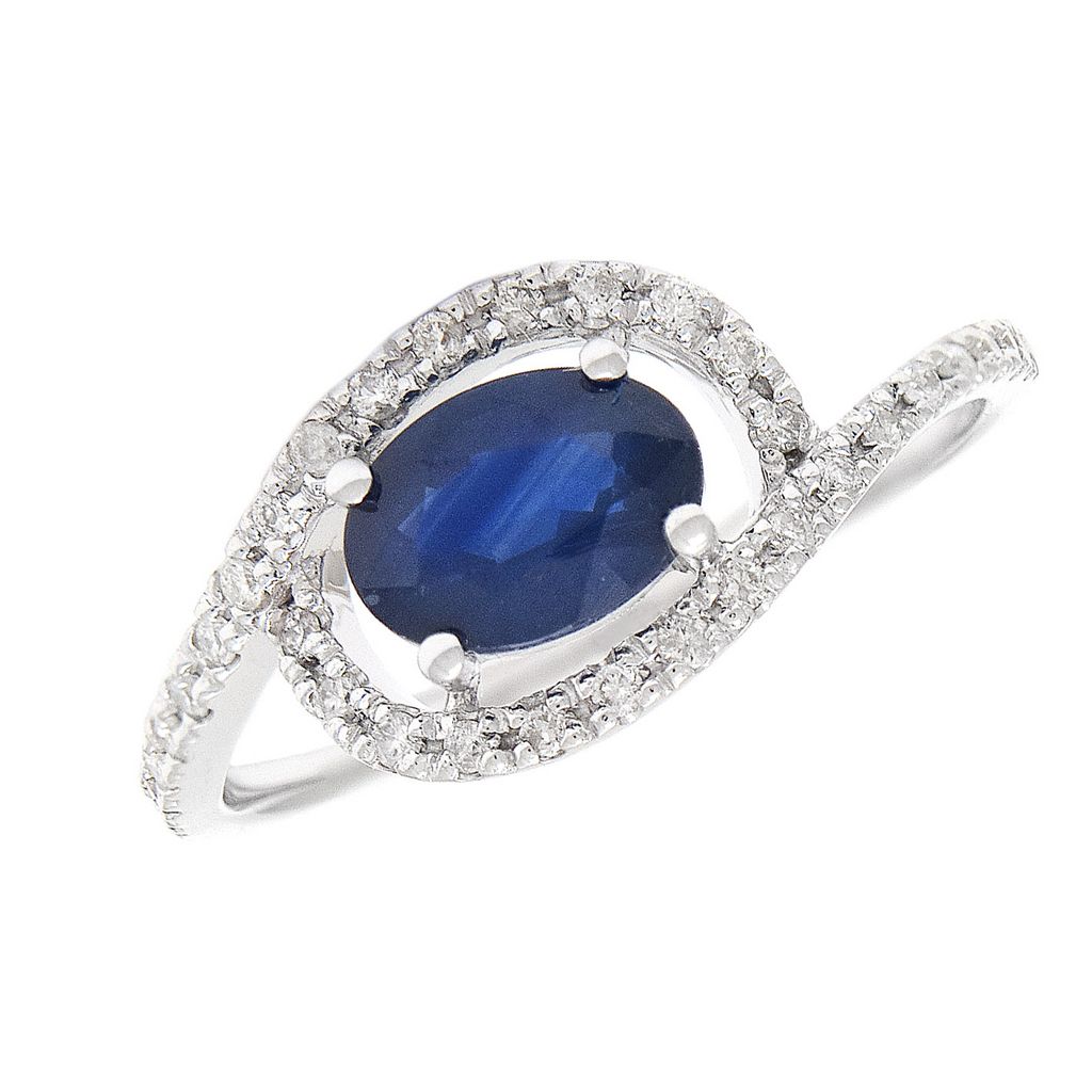 14KW Blue Sapphire and Diamond Ring