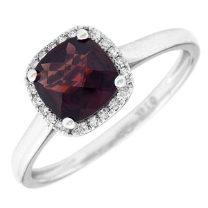 14KW Garnet and Diamond Ring
