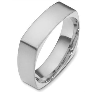 This 14 Karat White Gold Men's 6.0mm Comfort Fit Band Features a Square Like Design.  Finger Size 11  Total Weight 8.1 Grams
