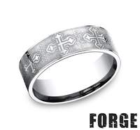 This Men's 7.5mm Cobalt Alternative Metal Band Designed with Laser Crosses.  Finger Size 12