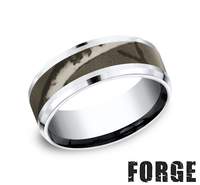 This Men's Cobalt Alternative Metal 8.0mm Comfort Fit Band Features a Camo Color Center.  Finger Size 11