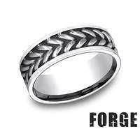 This Cobalt Alternative Metal 8.0mm Comfort Fit Band Features a Satin Zipper Design.  Finger size 11