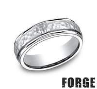 This Men's Comfort Fit Cobalt Chrome Alternative Metal Band Features a Hammered Finish.  Finger Size 8.5