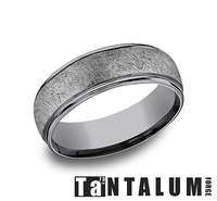 This Men's Tantalum Alternative Metal Comfort Fit 6.5mm Band Features a Sand Blasted Finish with Shiny Outer Edges.  Finger Size 10
