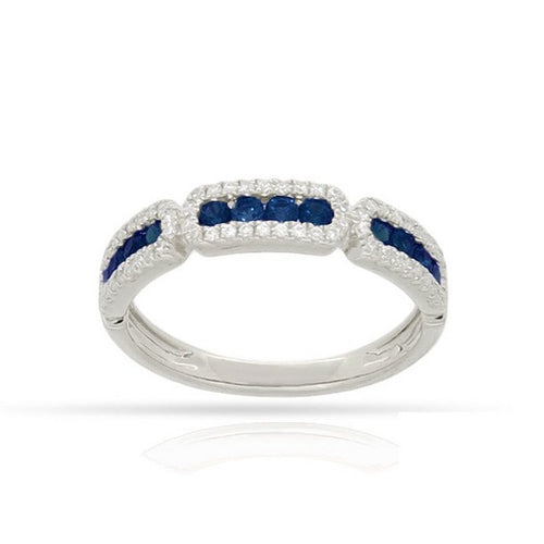 14 karat white gold .50ctw sapphire .20ctw diamond stackable band.  finger size is 6.5