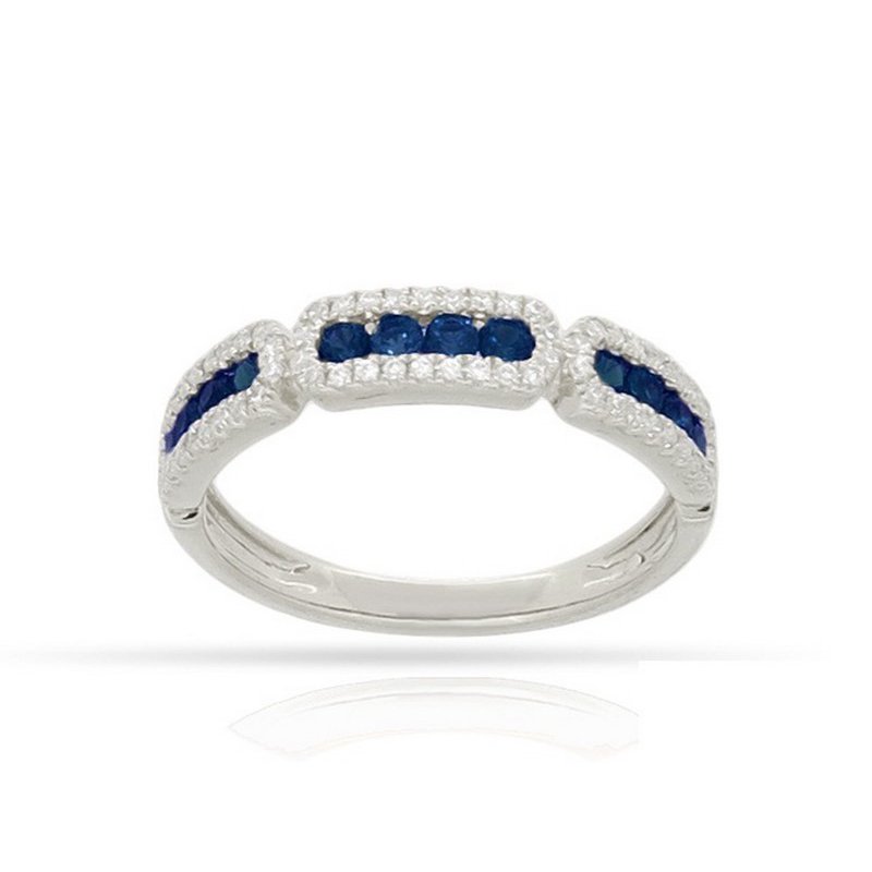 14 karat white gold .50ctw sapphire .20ctw diamond stackable band.  finger size is 6.5