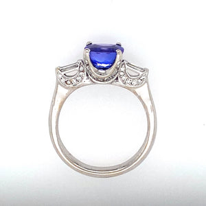 Estate - 18KW Tanzanite and Diamond Ring