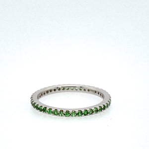 Wear By itself or Stack with your other Rings, this 18 Karat White Gold Ring features .40 Carats of Tsavorite Gemstones.  Finger Size 5.5  Total Gram Weight is 1.5