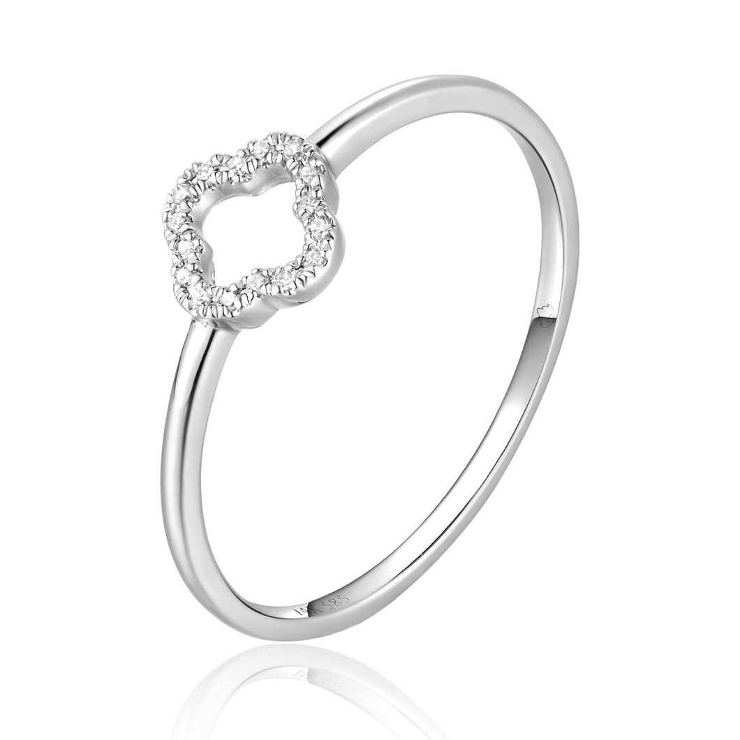 14 karat white gold 16 diamond open space ring size 6.5