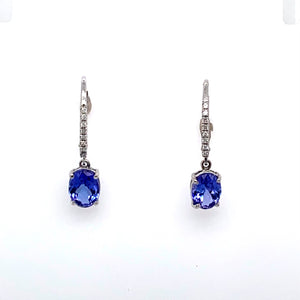 14KW Tanzanite and Diamond Dangle Earrings