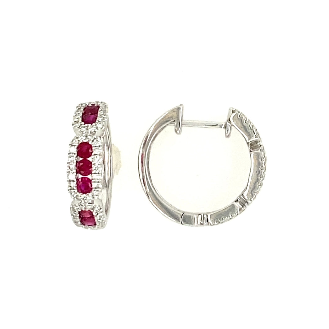 14KW Ruby and Diamond Earrings