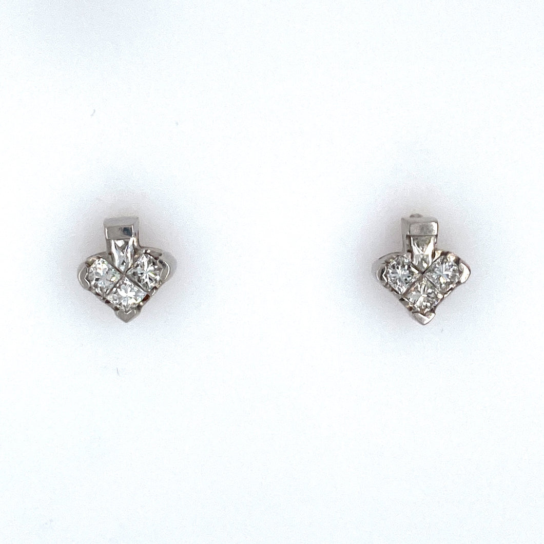 Platinum store heart earrings