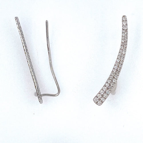 These Gorgeous Ear Climbers Feature .44 Total Carat Diamond Weight of White Sparkling Diamonds Set into 14 Karat White Gold Settings.