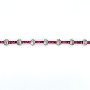 Estate - 18KW Charriol Flamme Blanche Pink Sapphire and Diamond Bracelet
