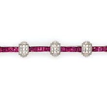 Load image into Gallery viewer, Estate - 18KW Charriol Flamme Blanche Pink Sapphire and Diamond Bracelet
