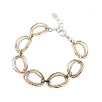 This Sterling Silver and Rose Gold Plated Open Link Bracelet, Designed by Frederic Duclos, is Adjustable in Size for a Perfect Fit .