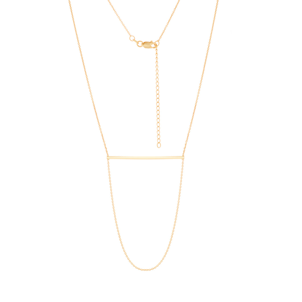 14 karat yellow gold connecting bar station necklace with cable chain