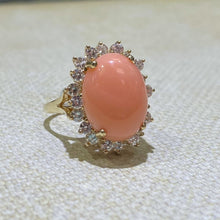 Load image into Gallery viewer, Estate -14KY Gold Coral &amp; Diamond Ring

