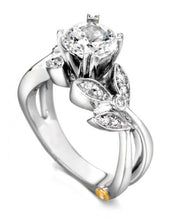 Load image into Gallery viewer, 14 Karat White Gold &quot;Mystic&quot; Engagement Ring designed by Mark Scneider, contains 15 diamonds totaling .145 carat. the Center stone is not included in the price and is sold separately. Finger size is 6.5
