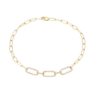 14KY Diamond Paperclip Bracelet