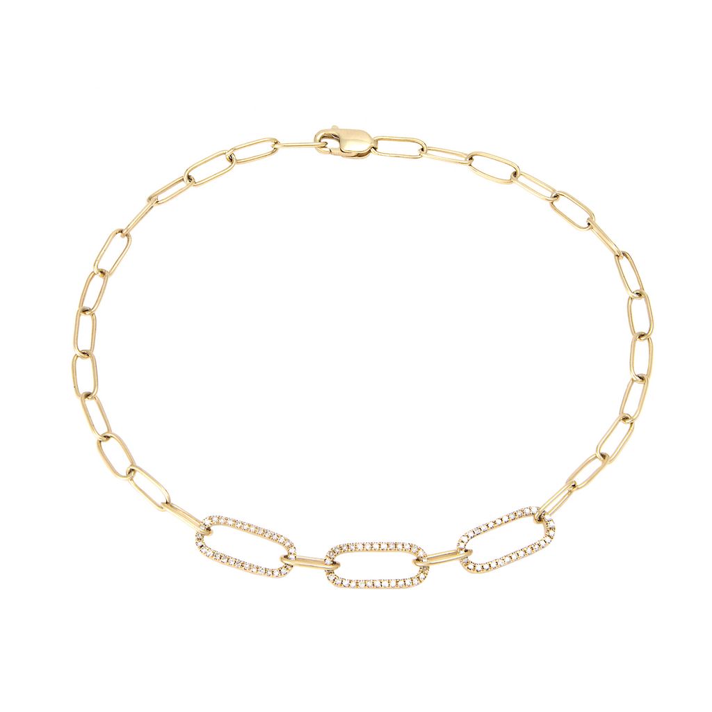 14KY Diamond Paperclip Bracelet