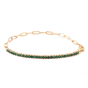 14KY Emerald Paperclip Bracelet