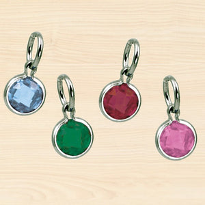mommy chic birthstone charms to add to your necklace.  all birthstones available. made in sterling silver and birthstones are bezel set